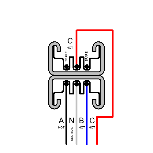 4-pole Track Busway with 3 hot, 1 neutral for three-phase power with isolated ground option