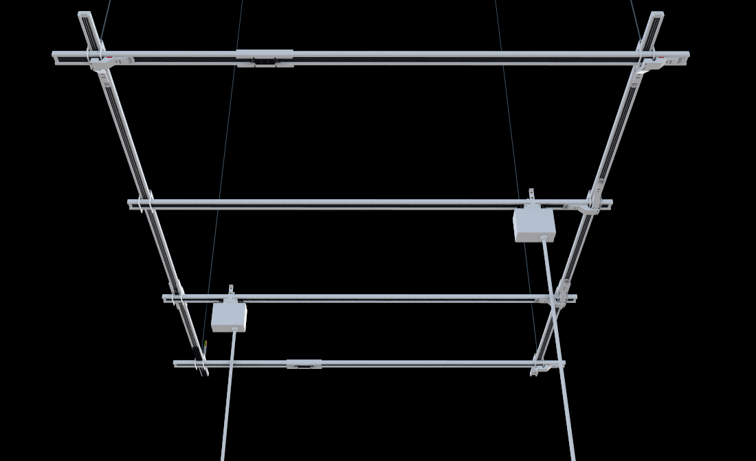 Small Track Busway suspended grid configuration with power drops