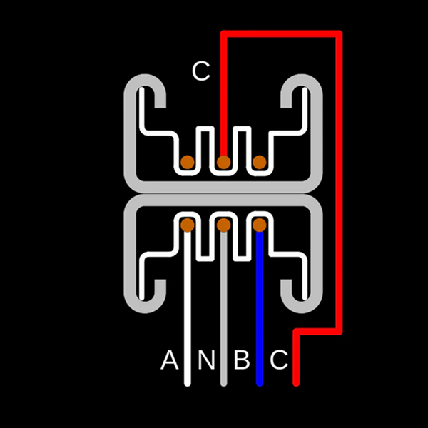 40A three-phase Track Busway double-deck length cross-section showing conductors for 208V or 480V plug-in overhead power distribution