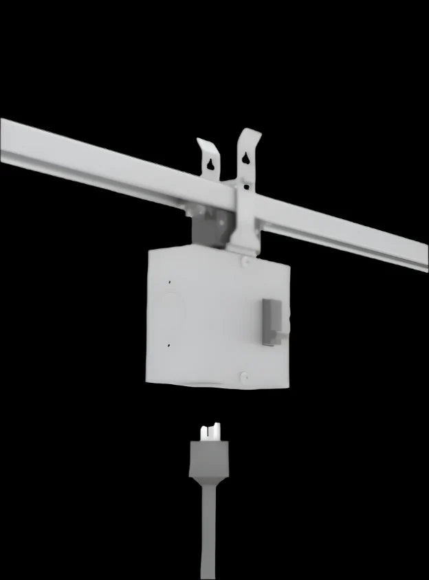 208Y breakered busway tap-off box with receptacle for protected overhead power