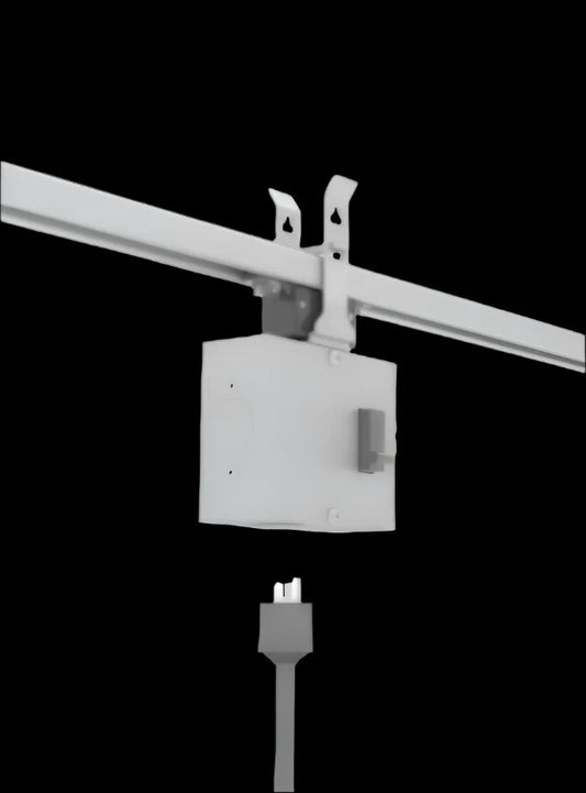 208Y breakered busway tap-off box with receptacle for protected overhead power