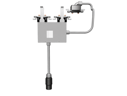 40A three-phase PowerDrop with breaker enclosure, upper-deck whip and single cord-end connector; representative illustration