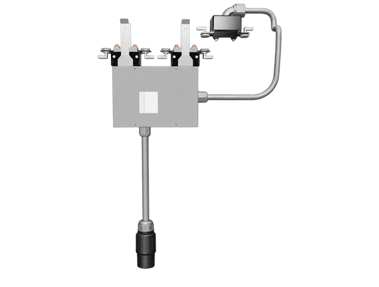 40A three-phase PowerDrop with breaker enclosure, upper-deck whip and single cord-end connector; representative illustration