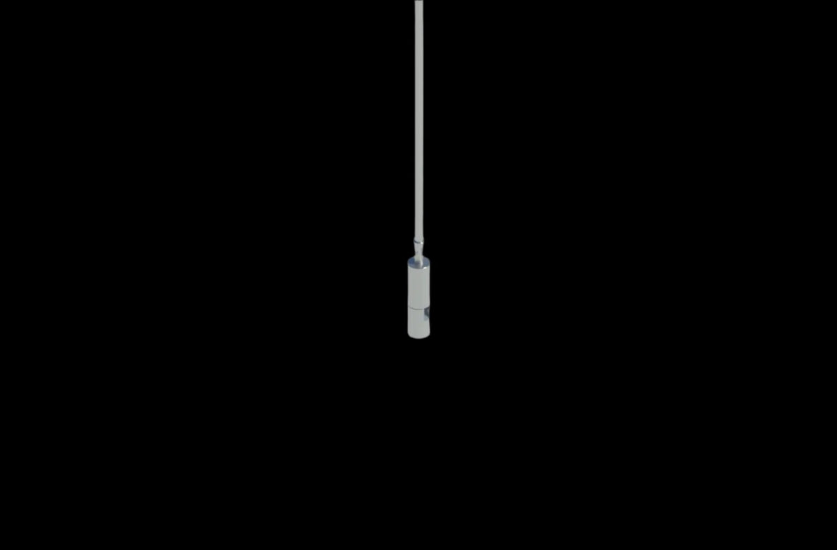 Grey suspension cable with an adjustable clamp and locking mechanism for mounting the track busway