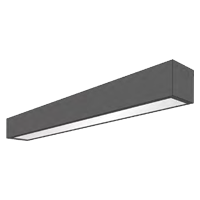 Slim rectangular LED light fixture with a square housing and a recessed diffuser along the bottom.
