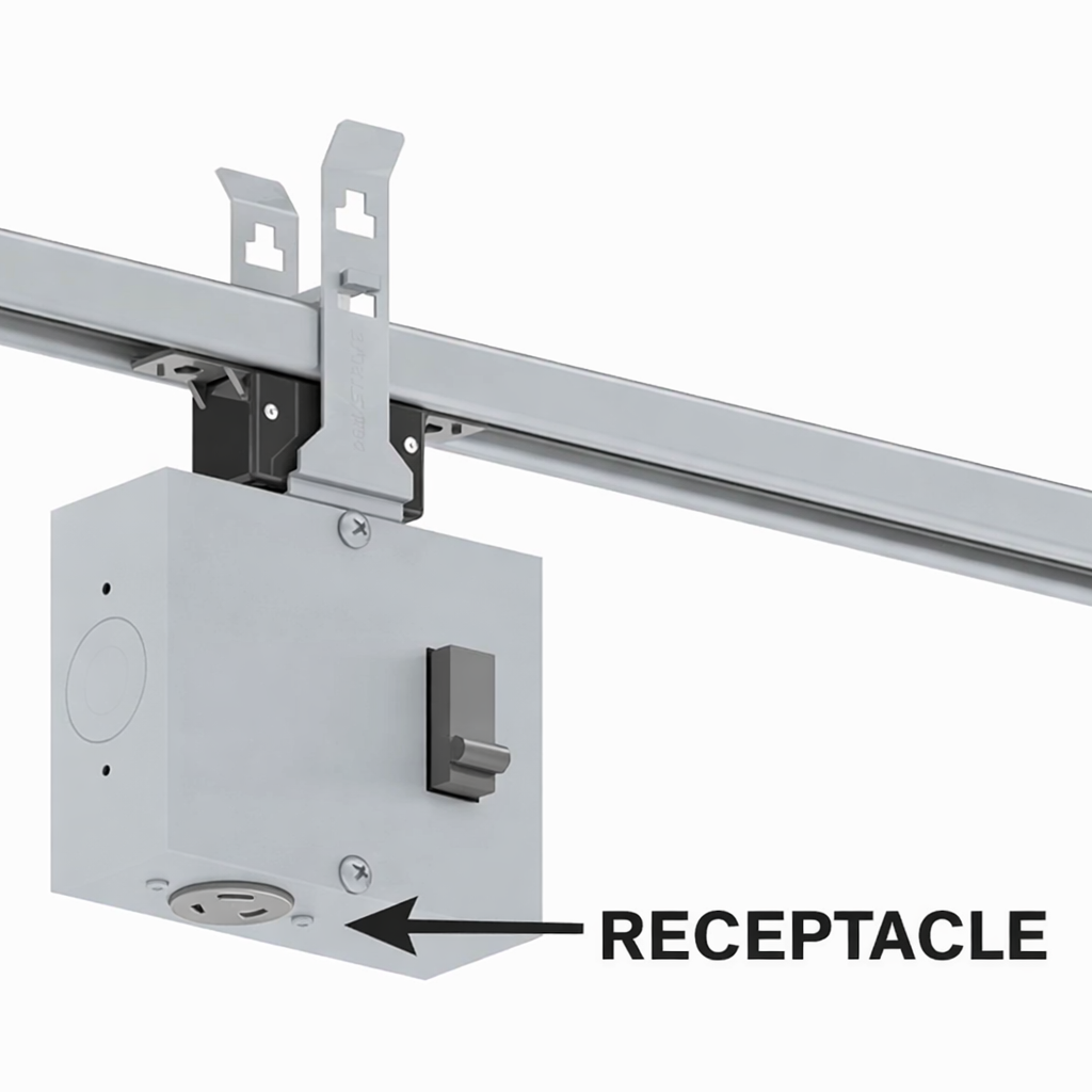 Breakered plug-in outlet box 