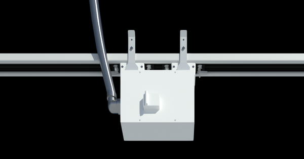 Single-phase Track Busway with feed unit and flex conduit connection for overhead power supply