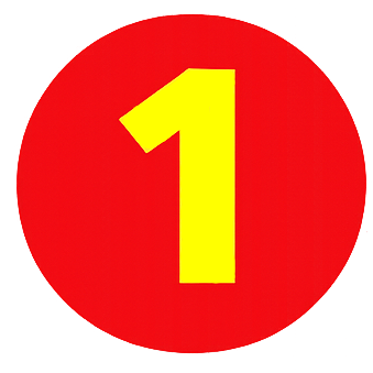 Red circular icon with a bright yellow number 1 in the center.