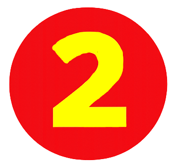 Red circular icon with a bright yellow number 2 in the center.