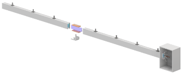 Track Busway run with end feed enclosure supplying power