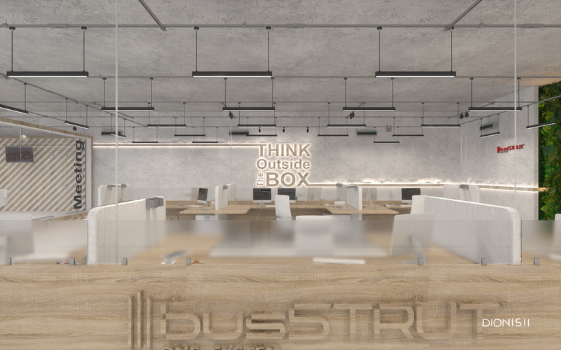 Modern office with busway  lighting and power drops