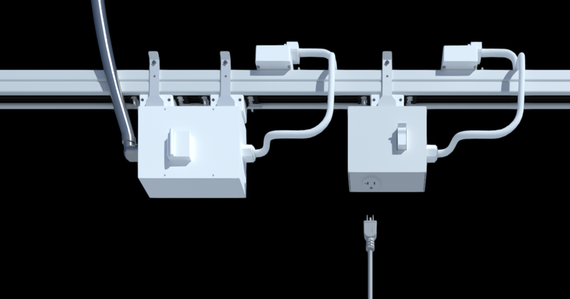 3-phase Track Busway plug-in unit (3-pole tap-off box) with overhead power drop