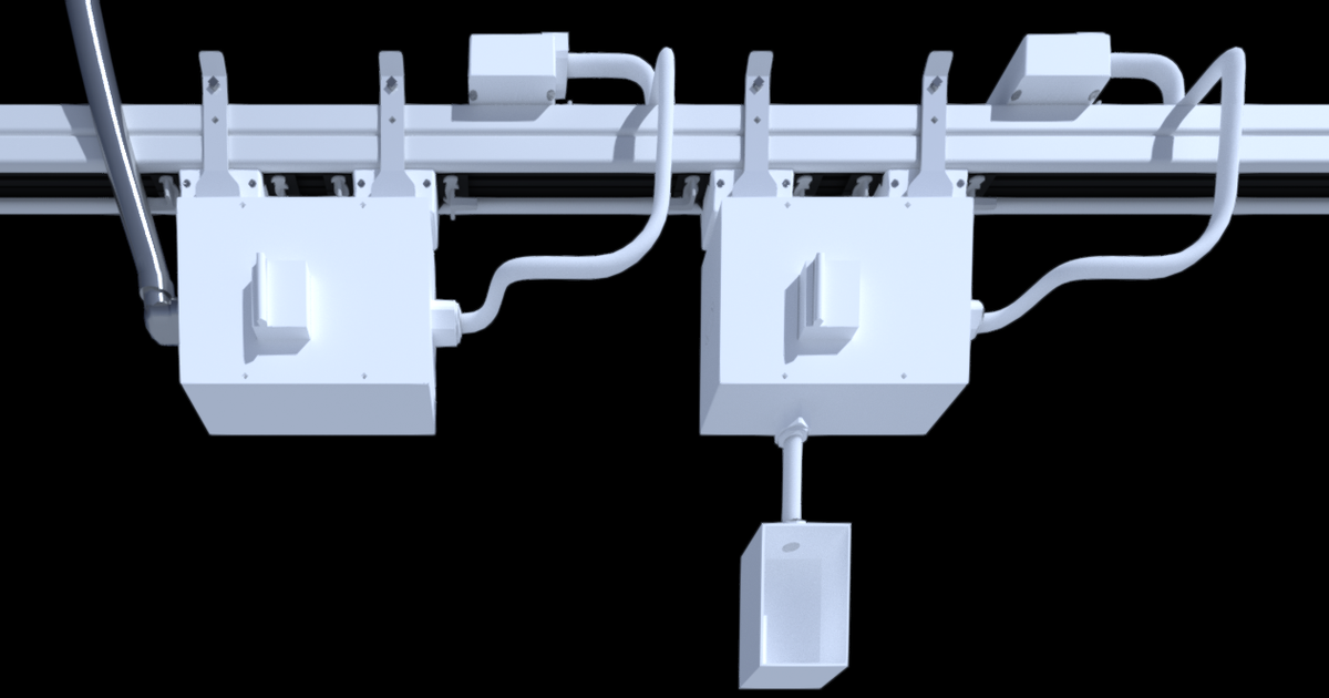 3-phase track busway with 3-phase feed unit and 3-phase power drop cord