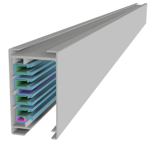 225A Track Busway run with plug-in power drops and line feed enclosure supplying continuous overhead power