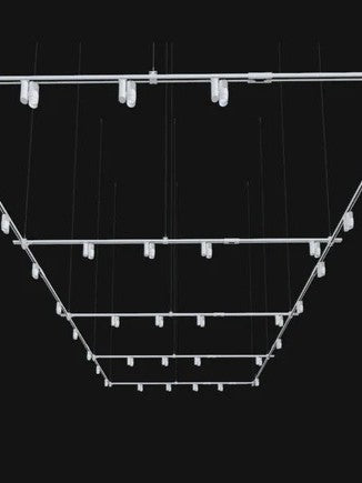 Rectangular Track Busway layout with fixtures around a workcell perimeter