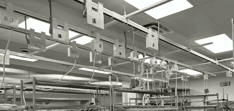 Installed Track Busway and PowerDrops above laboratory work areas
