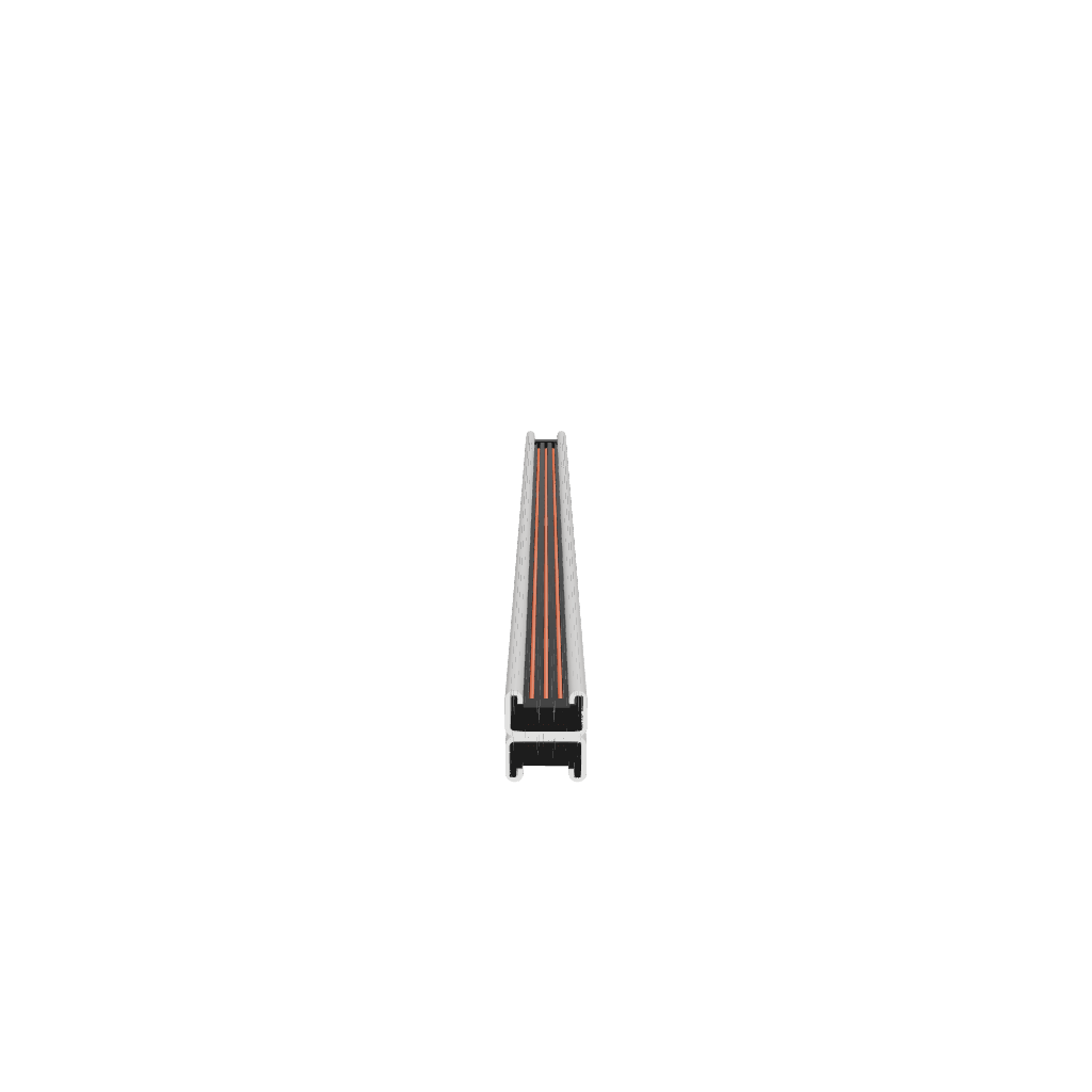 straight on view of stacked white track busway length