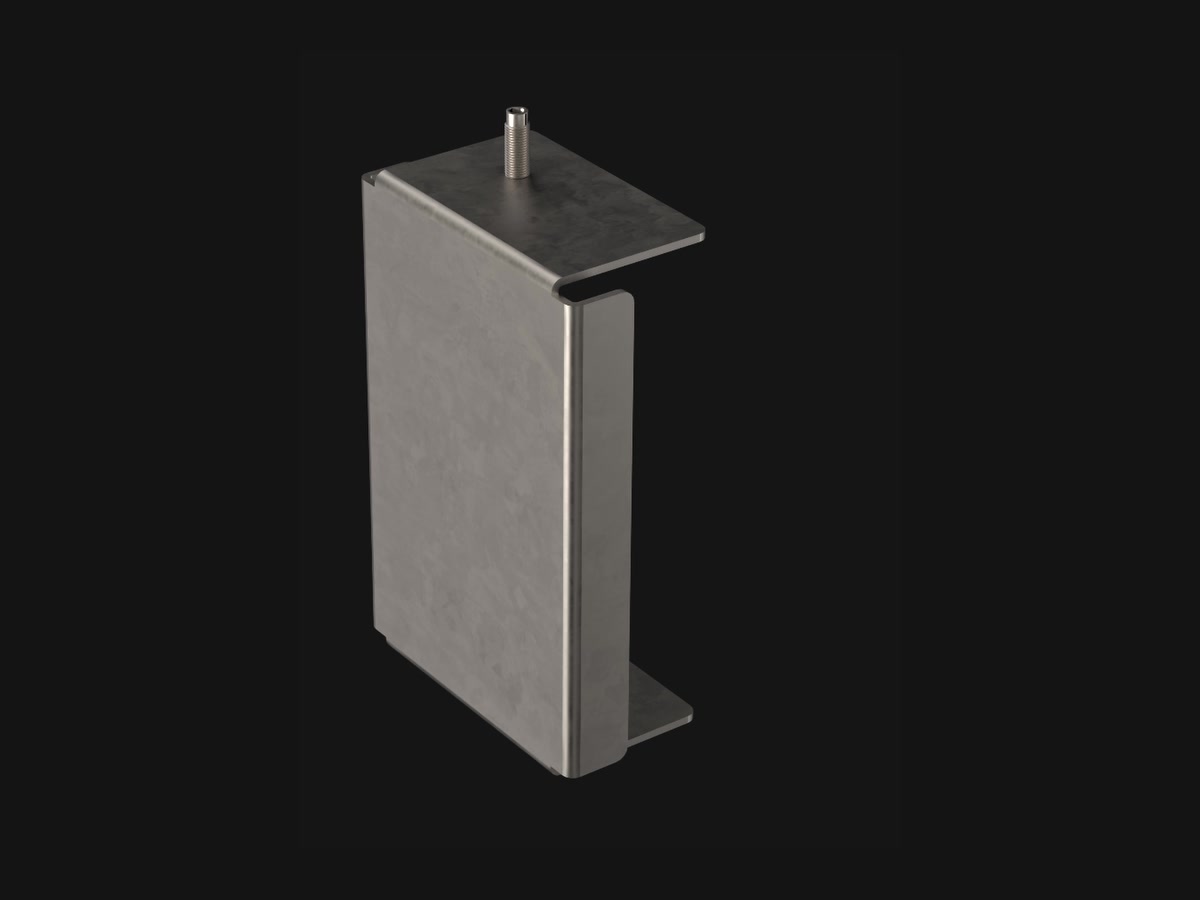 T225 end cap with upper fastening stud and formed housing flanges