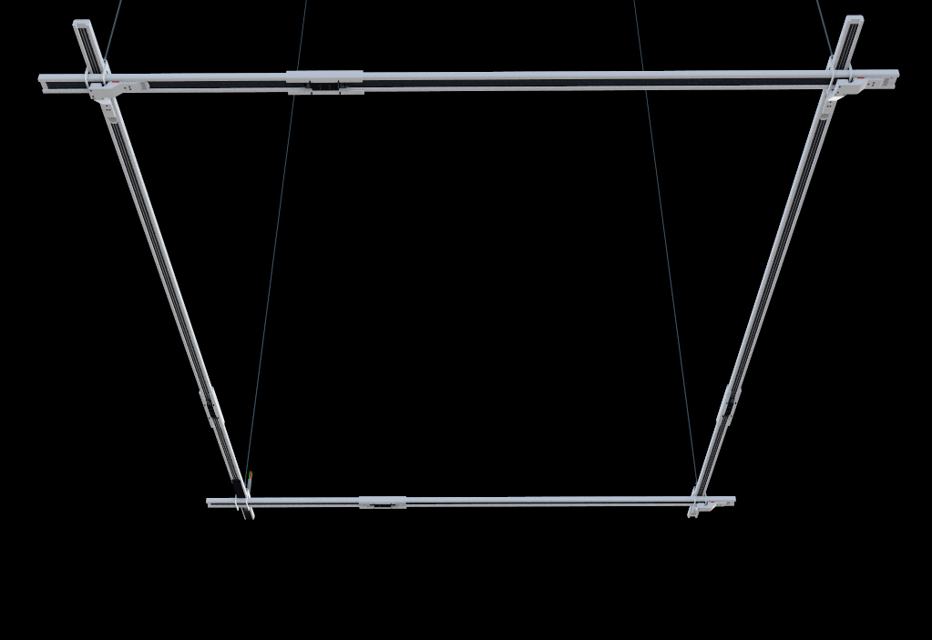 Small white Track Busway grid kit assembled without power components